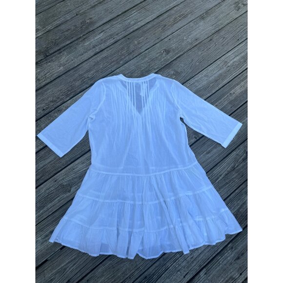 J.Crew Button Front Tiered Cover Up Dress in Cotton Voile Sz M BQ963 - Picture 8 of 8